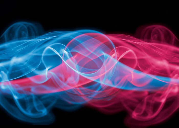 Smoke Greeting Card featuring the photograph Red and Blue Smoke by Levin Rodriguez