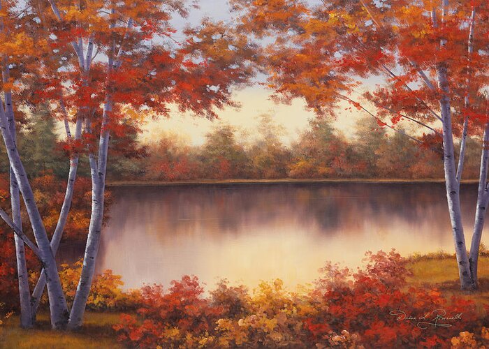Autumn Canvas Prints Greeting Card featuring the painting RED and GOLD by Diane Romanello