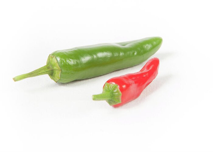 Helen Northcott Greeting Card featuring the photograph Red and Green Jalapeno Chillie Peppers by Helen Jackson