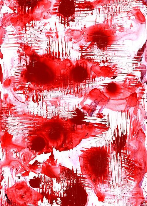 Abstract Greeting Card featuring the painting Red and White by Anastasiya Malakhova
