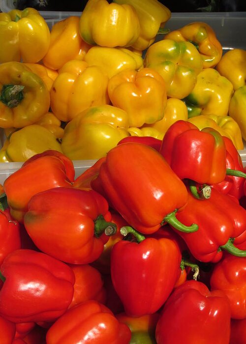 Peppers Greeting Card featuring the photograph Red And Yellow Peppers by Alfred Ng