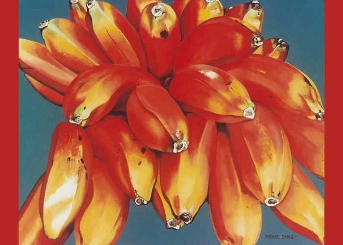 Hyperrealism Greeting Card featuring the painting Red Bananas of Jocotepec by Michael Earney