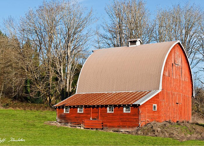 Architecture Greeting Card featuring the photograph Red Barn by Jeff Goulden