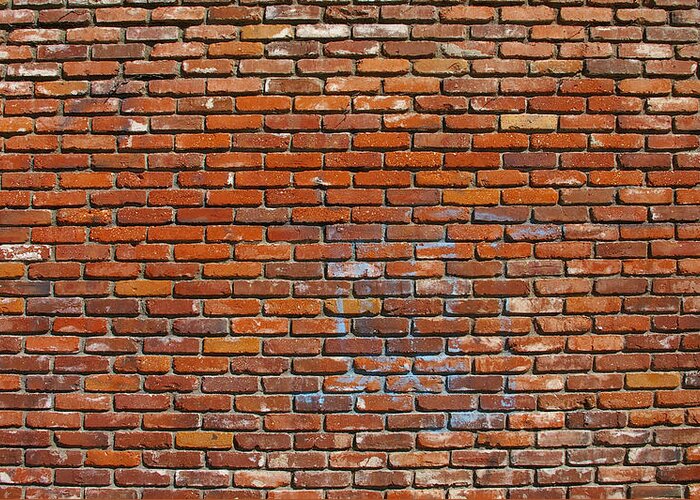 Red Greeting Card featuring the photograph Red Brick Wall by Jera Sky