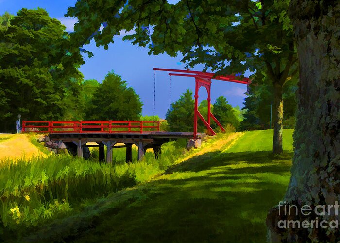 Sweden Parks Old Style Brisges Greeting Card featuring the photograph Red Bridge by Rick Bragan