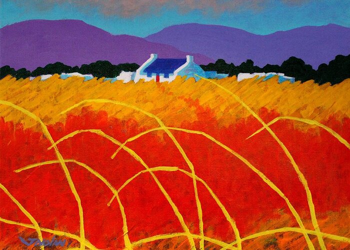 Landscape Greeting Card featuring the painting Red Door by John Nolan
