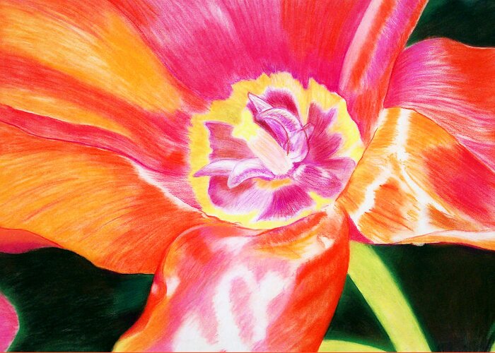 Flower Greeting Card featuring the pastel Red Flower by Joe Roache