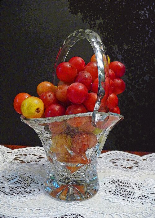 Grapes Greeting Card featuring the photograph Red Grapes in Crystal and Lace by Margie Avellino