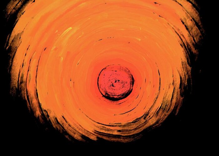 Red Greeting Card featuring the digital art Red hot black hole by Christopher Rowlands