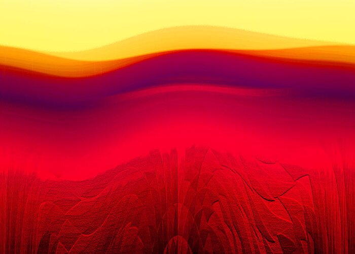 Landscape Greeting Card featuring the digital art Red Landscape by Ramon Labusch