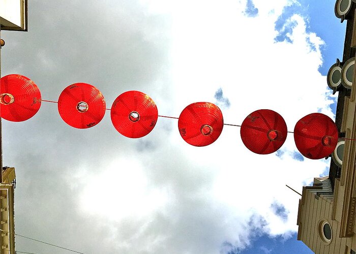 Chinese Lanterns Greeting Card featuring the photograph Red Lanterns in Chinatown by Caroline Reyes-Loughrey