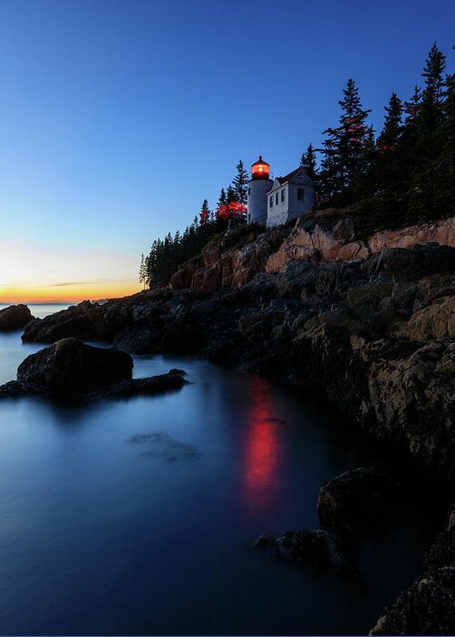 Bass Harbor Head Lighthouse Greeting Card featuring the photograph Red Light by Rob Davies
