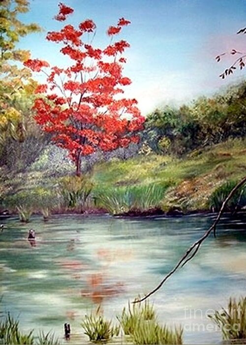 Oak Tree Greeting Card featuring the painting Red Oak by AMD Dickinson