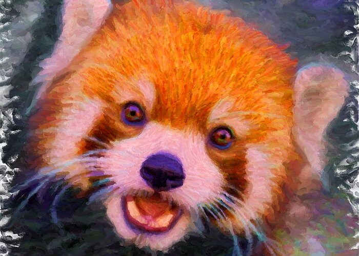 Red Panda Cub Greeting Card featuring the digital art Red Panda Cub by Caito Junqueira