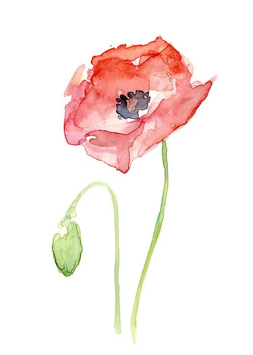 Poppy Greeting Card featuring the painting Red Poppy by Olga Shvartsur