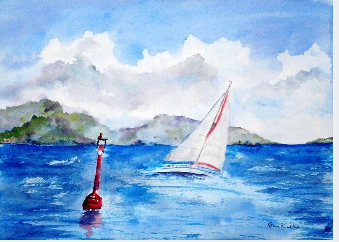 Sailing Greeting Card featuring the painting Red Right Returning by Diane Kirk