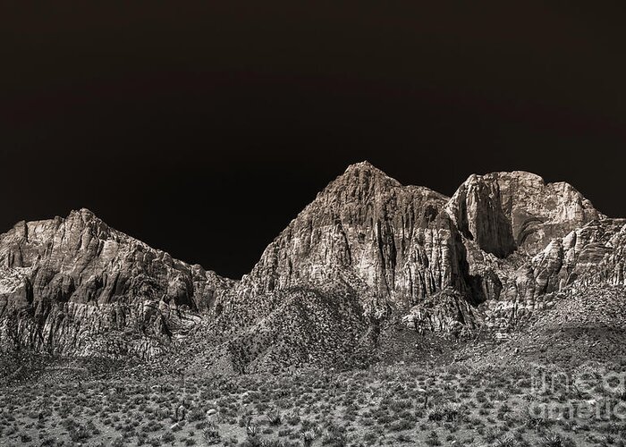 Red Rock Canyon Greeting Card featuring the photograph Red Rock Canyon Black and White by Blake Webster
