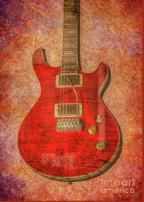 Red Rock Guitar Greeting Card featuring the digital art Red Rock Guitar by Randy Steele