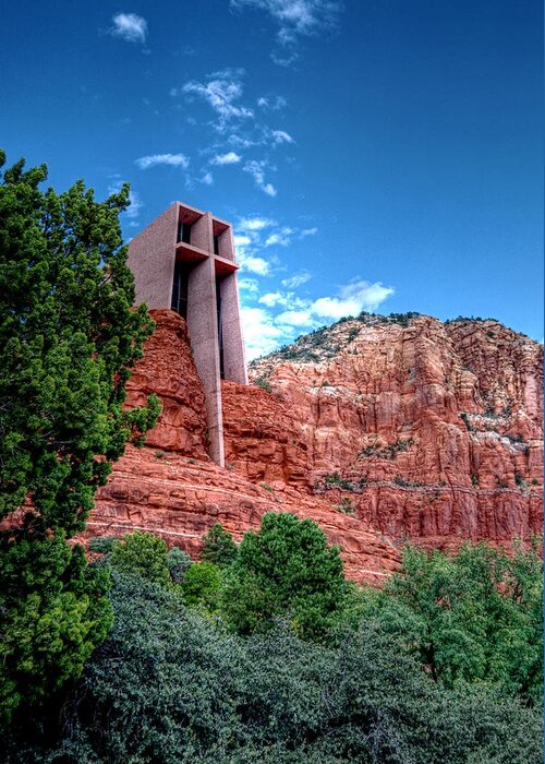 Chapel Of The Holy Cross Greeting Card featuring the photograph Red rock spirituality by Anthony Citro