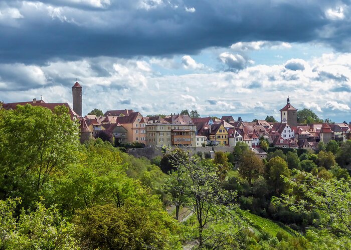Rooftops Greeting Card featuring the photograph Red Rooftops - Rothenburg by Pamela Newcomb
