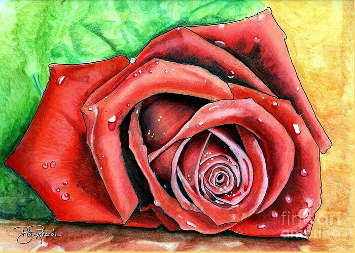Rose Greeting Card featuring the drawing Red Rose by Bill Richards