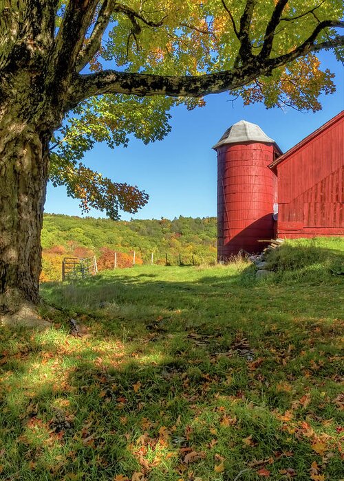 Shelburne Falls Massachusetts Greeting Card featuring the photograph Red Silo by Tom Singleton