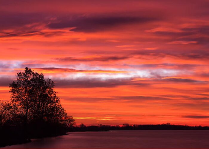 Sky Greeting Card featuring the photograph Red Sky at Morning Pano by James Barber