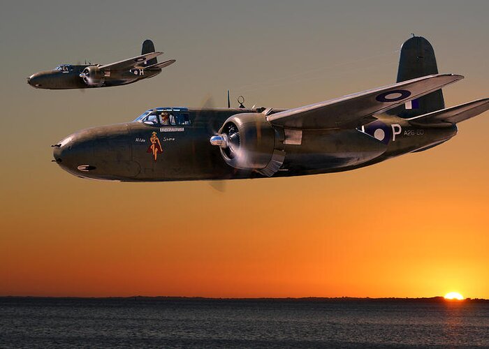 Raaf Greeting Card featuring the digital art Red Sky at Morning - RAAF Version by Mark Donoghue
