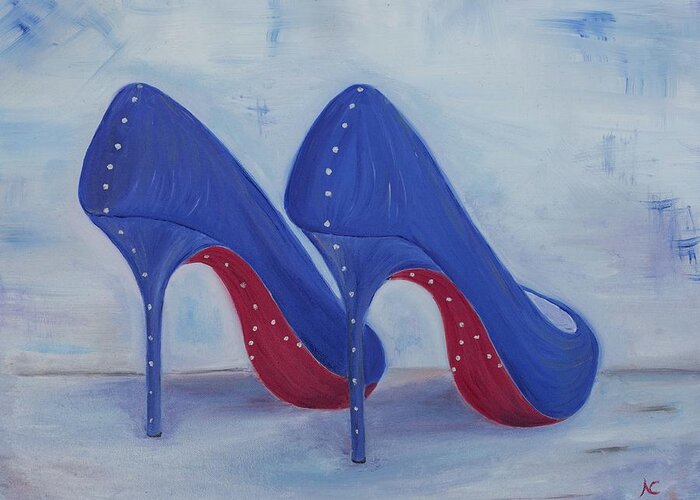 Shoes Greeting Card featuring the painting Red Soul Shoes by Neslihan Ergul Colley