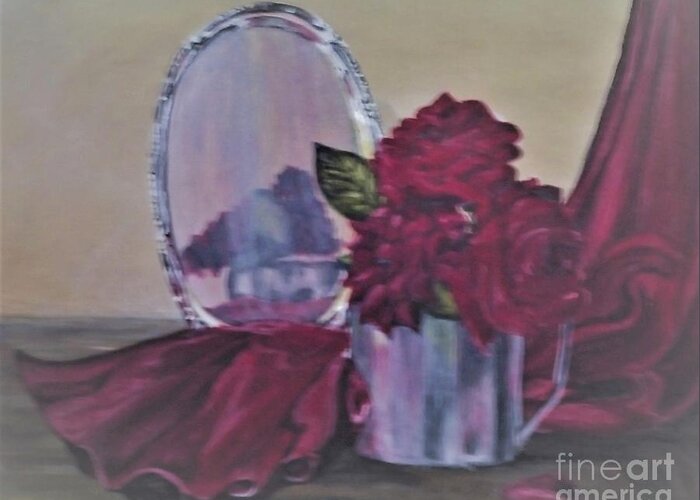 Red Greeting Card featuring the painting Red Still Life by Saundra Johnson