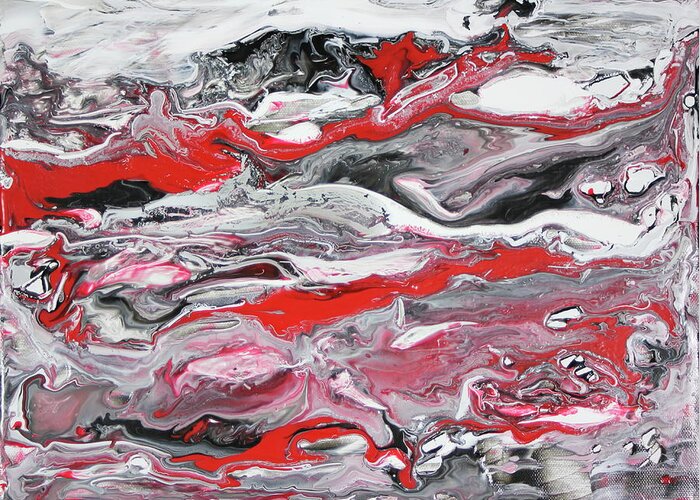 Red Greeting Card featuring the painting Red Strata by Madeleine Arnett