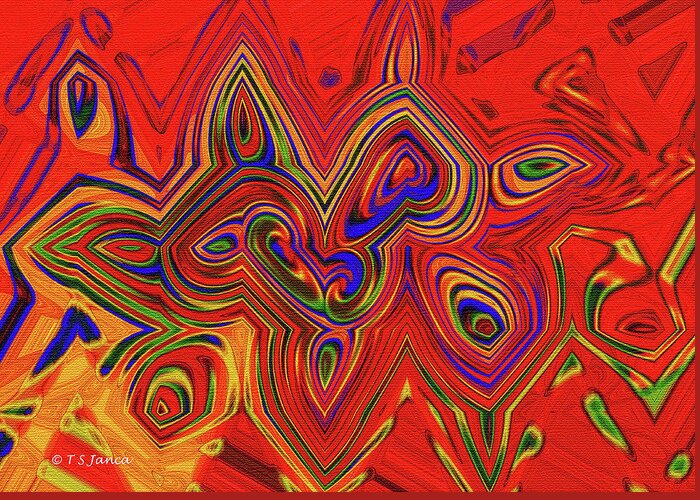 Red Sun Abstract # 16 Greeting Card featuring the digital art Red Sun Abstract # 16 by Tom Janca