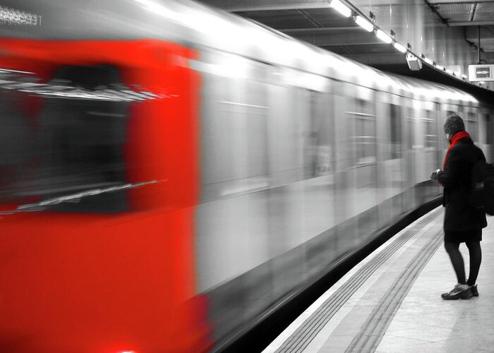 London Greeting Card featuring the photograph Red underground train by Jaime Scatena