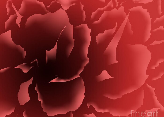 Peony Greeting Card featuring the digital art Red Velvet Peony by Alice Chen