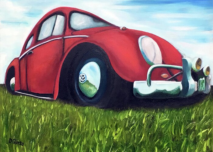 Glorso Greeting Card featuring the painting Red VW by Dean Glorso