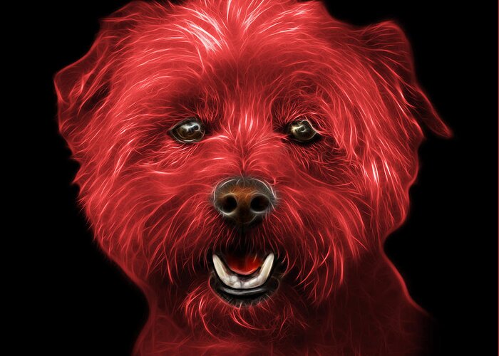 Westie Dog Greeting Card featuring the mixed media Red West Highland Terrier Mix - 8674 - BB by James Ahn