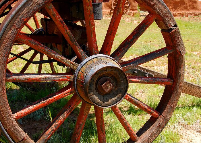Wagon Greeting Card featuring the photograph Red Wheels by David Lee Thompson