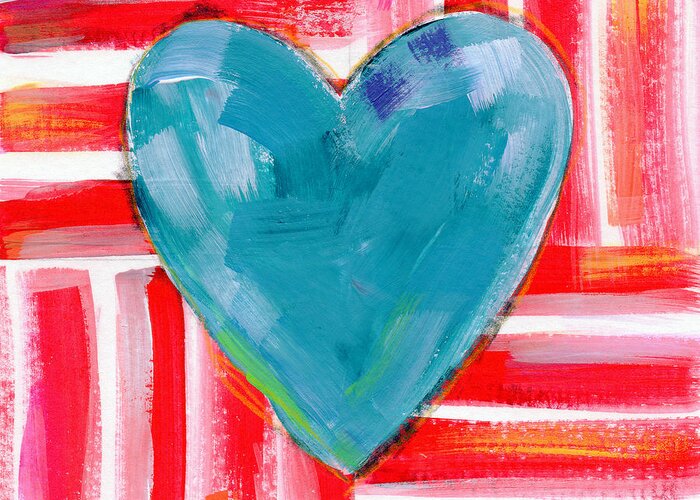 Heart Greeting Card featuring the painting Red White and Blue Love- Art by Linda Woods by Linda Woods