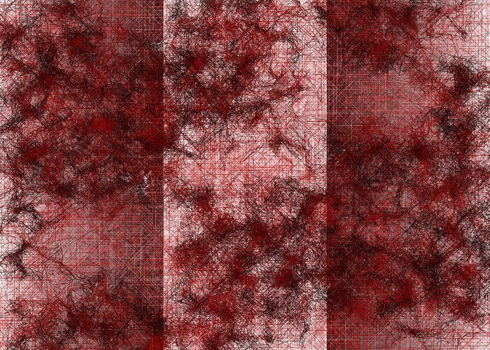 Rithmart White Red Black Lines Smoke Ink Blocks Walls Trees Plants Greeting Card featuring the digital art Red.253 by Gareth Lewis