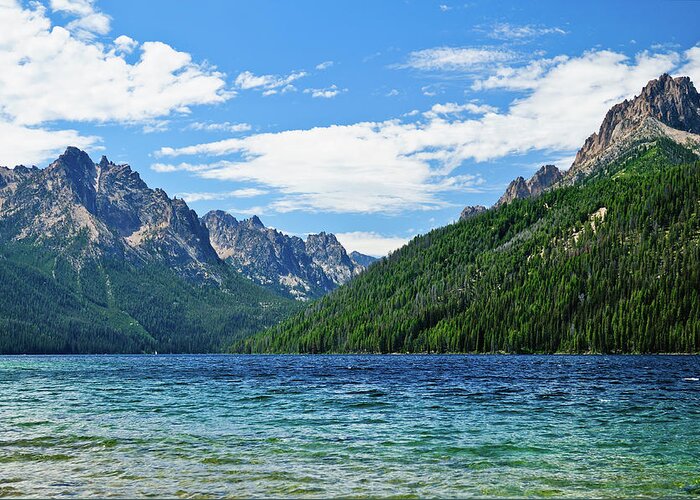 Sawtooth Mountains Greeting Card featuring the photograph Redfish Lake by Greg Norrell