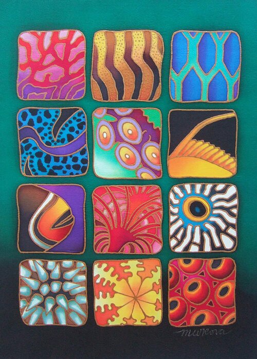 Fiji Greeting Card featuring the painting Reef Designs VIII by Maria Rova