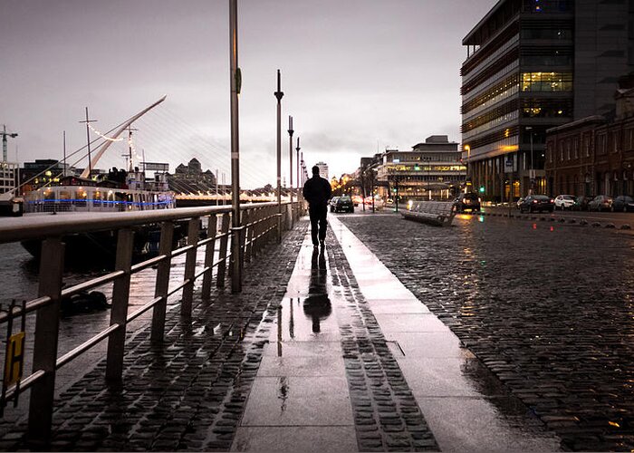Bridge Greeting Card featuring the photograph Reflected - Dublin, Ireland - Color street photography by Giuseppe Milo