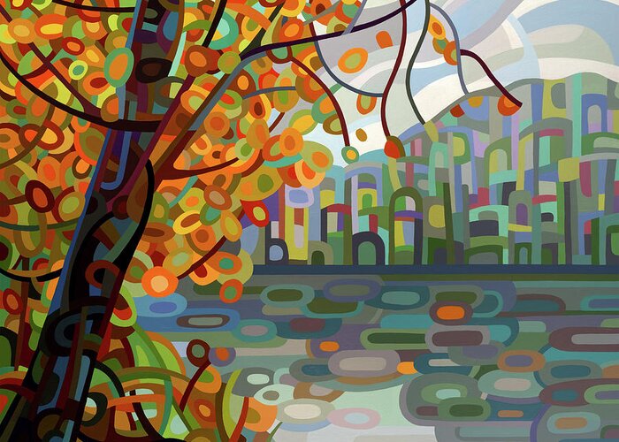 Fine Art Greeting Card featuring the painting Reflections by Mandy Budan