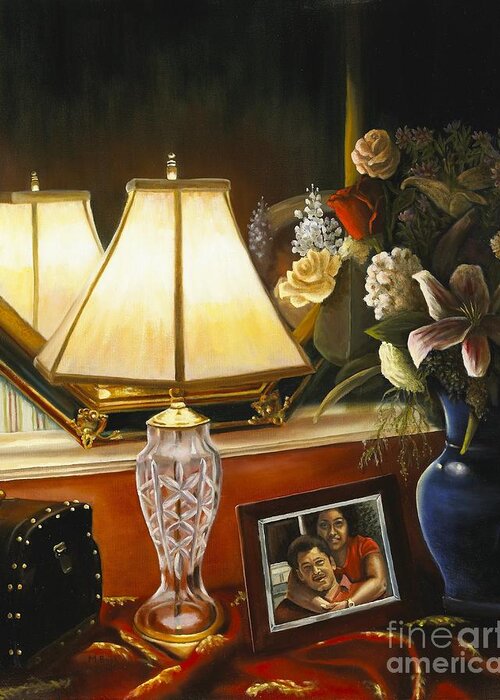 Still Life Greeting Card featuring the painting Reflections by Marlene Book