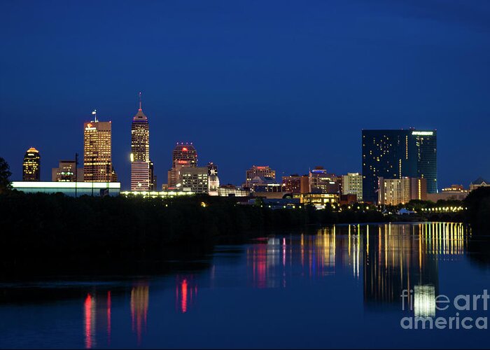 City Greeting Card featuring the photograph Reflections of Indy - D009911 by Daniel Dempster