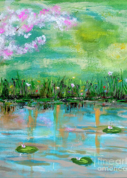 Spring Contemporary Painting Greeting Card featuring the photograph Reflections of Spring by Haleh Mahbod