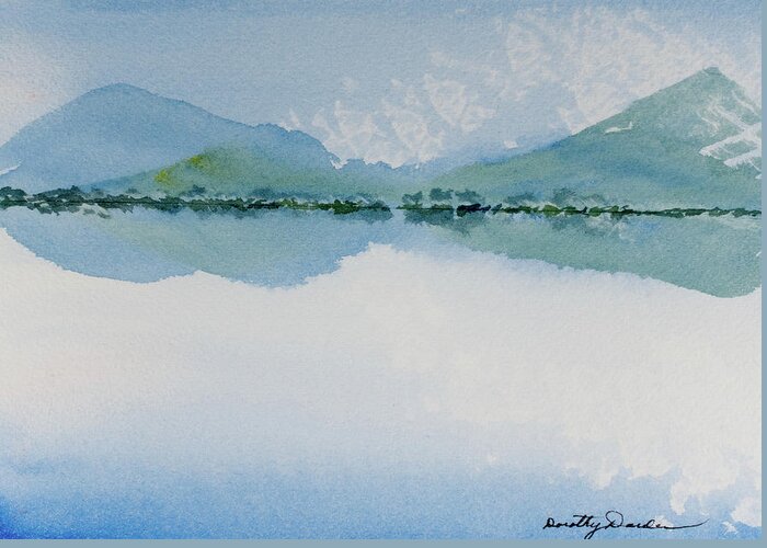 Australia Greeting Card featuring the painting Reflections of the skies and mountains surrounding Bathurst Harbour by Dorothy Darden