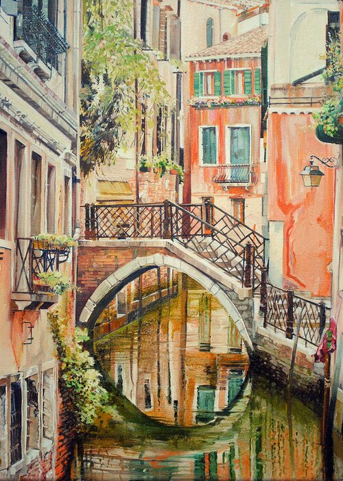 Venice Greeting Card featuring the painting Reflections of Venice by P Anthony Visco