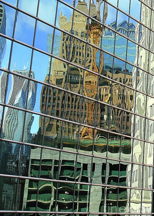 Reflective Greeting Card featuring the photograph Reflective Chicago by Paula Guttilla