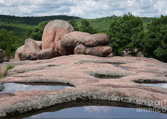 Elephant Rock Greeting Card featuring the photograph Reflective Pools by Andrea Silies